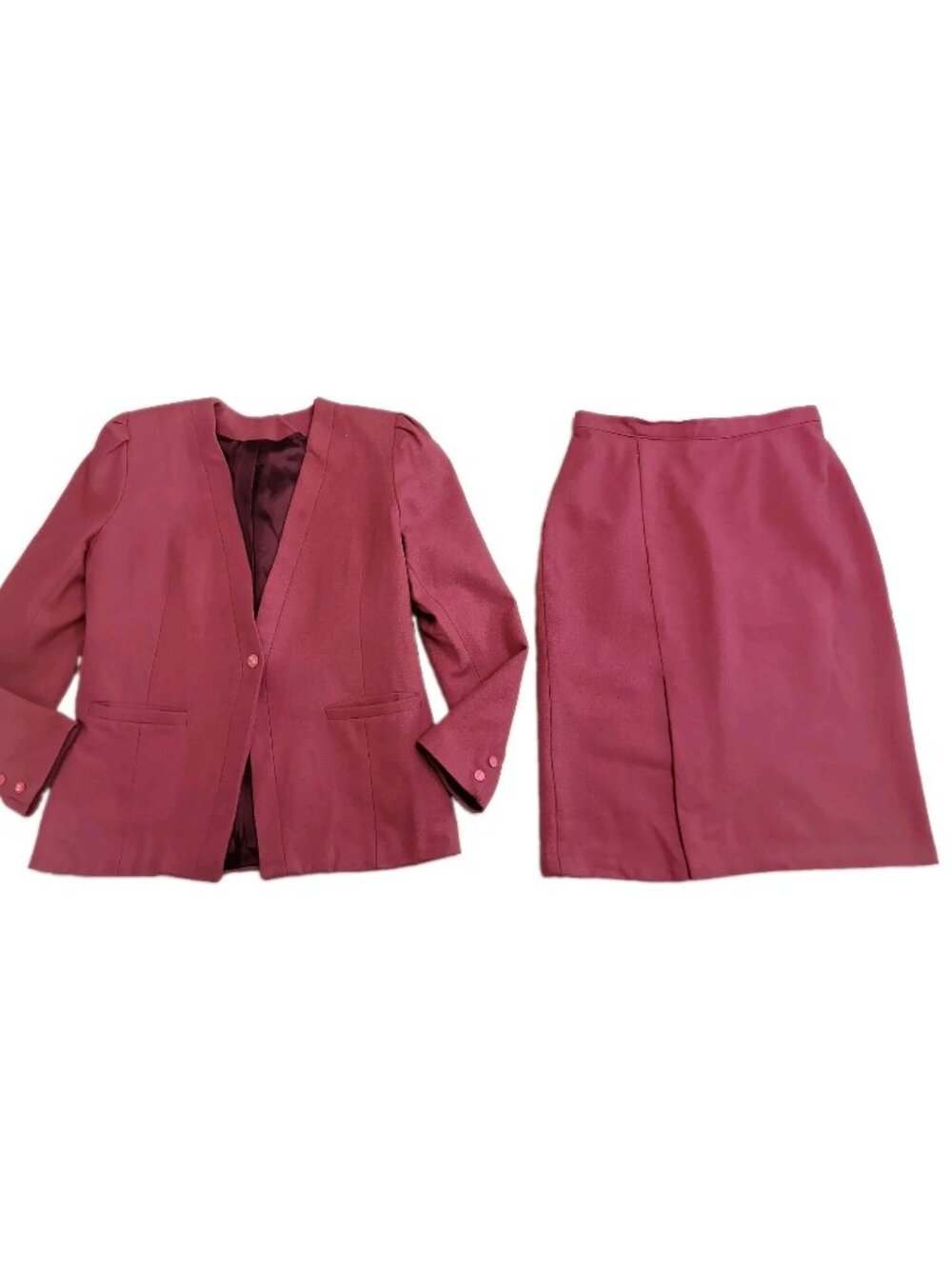 Black Jack Vintage Winter Wool Skirt & Blazer Suit Jacket Sz 10 (34) Pink